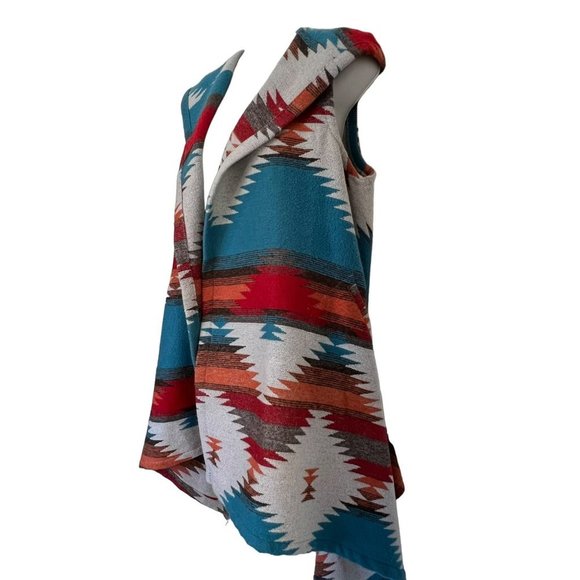 BB DAKOTA AZTEC SADDLE BLANKET PETUNIA HOODED TUNIC VEST SIZE MEDIUM - Picture 6 of 13